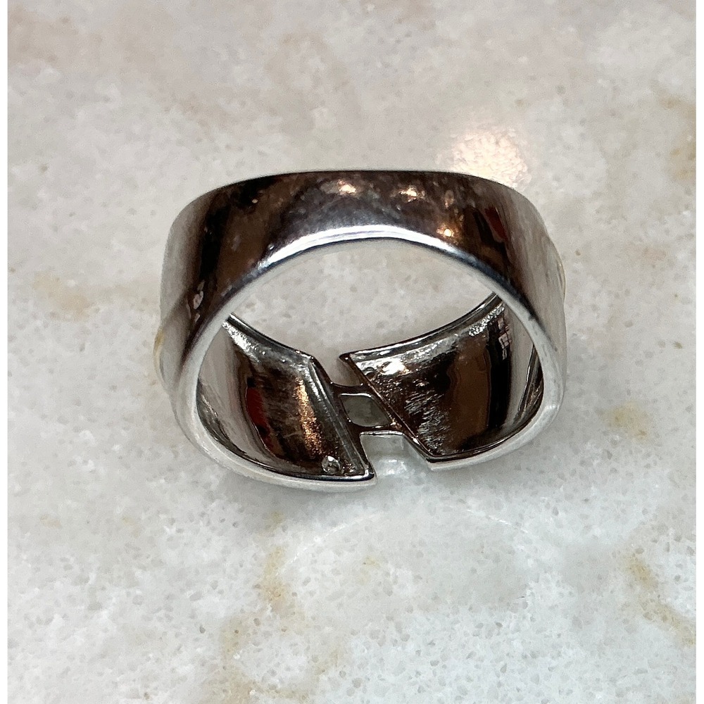 Sterling Silver Arrow Ring Gold‎ Wrapped Accent CZ's Statement Band Size 7 - Picture 7 of 10